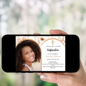 バラ金ゴールド桃花模様写真アーチ確認 招待状