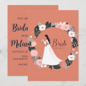 バラ金ゴールド植物モダンブライダルシャワー 招待状 (正面/裏面)