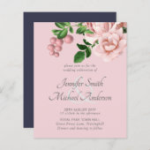 バラ金ゴールド植物学フローラ予算結婚式の招待 (正面/裏面)