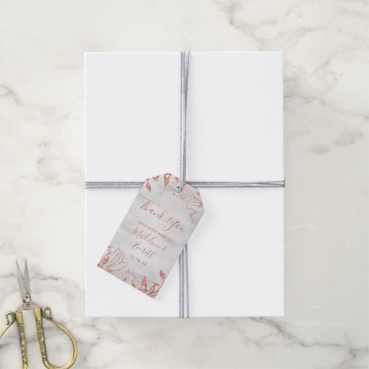 バラ金ゴールド植物性フローラグレイ結婚ズサンキューユー ギフトタグ (より糸付き)