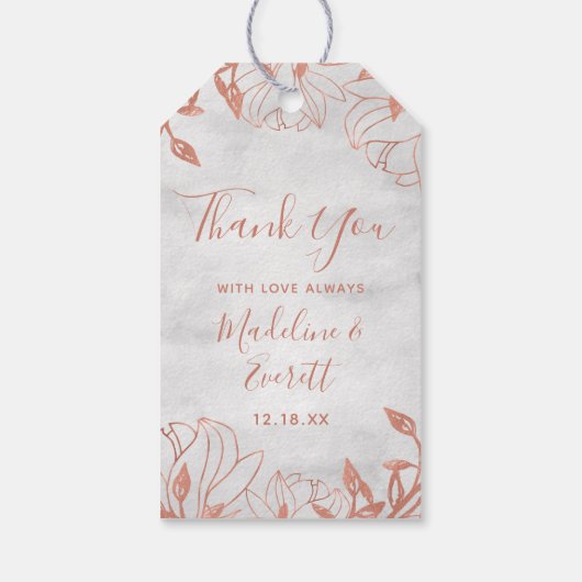 バラ金ゴールド植物性フローラグレイ結婚ズサンキューユー ギフトタグ (裏面)