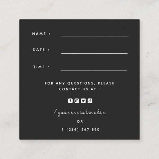 バラ金ゴールド歯のロゴ歯医者アポイントメントのアラーム スクエア名刺 (裏面)