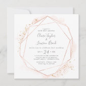 バラ金ゴールド水の色のジオメトリックスクエア結婚ズ 招待状 (正面)