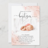 バラ金ゴールド水の色のバプテスマ献身 招待状 (正面)