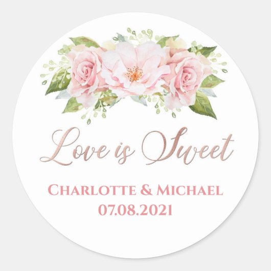バラ金ゴールド水の色の花の愛は甘結婚い ラウンドシール (正面)
