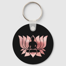 バラ金ゴールド水の色テクスチャブッダ瞑想禅 キーホルダー