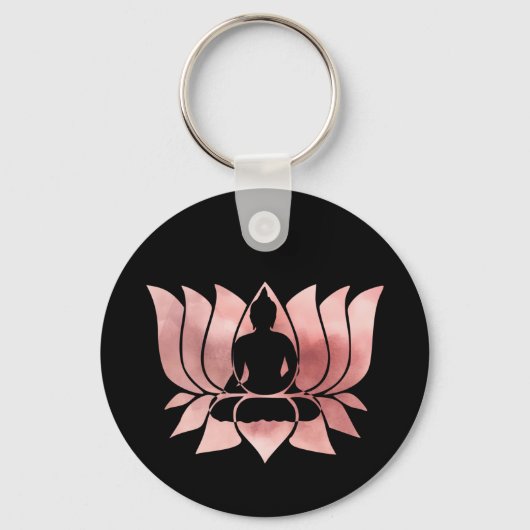 バラ金ゴールド水の色テクスチャブッダ瞑想禅 キーホルダー (正面)