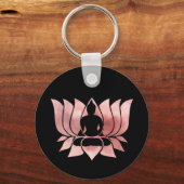 バラ金ゴールド水の色テクスチャブッダ瞑想禅 キーホルダー (正面)