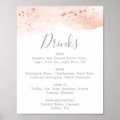 バラ金ゴールド水の色結婚のドリンクのメニュー記号 ポスター (正面)