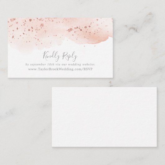 バラ金ゴールド水の色結婚のWebサイトRSVP エンクロージャーカード (正面/裏面)
