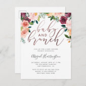 バラ金ゴールド水カラーフローラブランチ赤ちゃんシャワー インビテーションポストカード (正面/裏面)