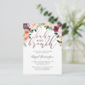 バラ金ゴールド水カラーフローラブランチ赤ちゃんシャワー インビテーションポストカード (スタンド正面)