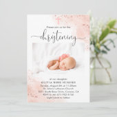 バラ金ゴールド水カラー《キリスト教》洗礼式や命名式バプテスマ 招待状 (スタンド正面)