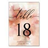 バラ金ゴールド水彩ピンク結婚のテーブル テーブルナンバー (裏面)