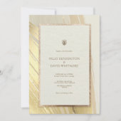 バラ金ゴールド水彩ブラシストローク結婚のインビタット 招待状 (正面)