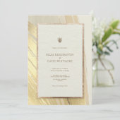 バラ金ゴールド水彩ブラシストローク結婚のインビタット 招待状 (スタンド正面)