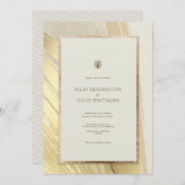 バラ金ゴールド水彩ブラシストローク結婚のインビタット 招待状