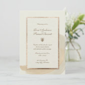 バラ金ゴールド水彩ブラシストローク結婚のインビタット 招待状 (スタンド正面)