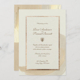 バラ金ゴールド水彩ブラシストローク結婚のインビタット 招待状