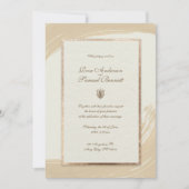 バラ金ゴールド水彩ブラシストローク結婚のインビタット 招待状 (正面)