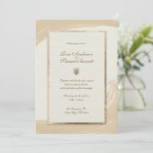 バラ金ゴールド水彩ブラシストローク結婚のインビタット 招待状 (スタンド正面)