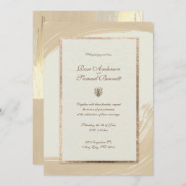 バラ金ゴールド水彩ブラシストローク結婚のインビタット 招待状