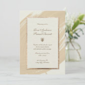 バラ金ゴールド水彩ブラシストローク結婚のインビタット 招待状 (スタンド正面)