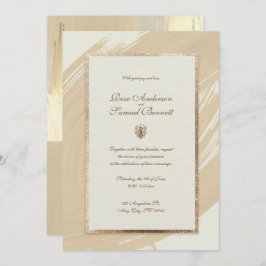 バラ金ゴールド水彩ブラシストローク結婚のインビタット 招待状