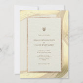 バラ金ゴールド水彩ブラシストローク結婚の 招待状 (正面)