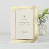 バラ金ゴールド水彩ブラシストローク結婚の 招待状 (スタンド正面)