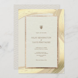 バラ金ゴールド水彩ブラシストローク結婚の 招待状