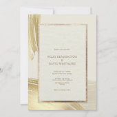 バラ金ゴールド水彩ブラシストローク結婚の 招待状 (正面)