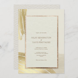 バラ金ゴールド水彩ブラシストローク結婚の 招待状