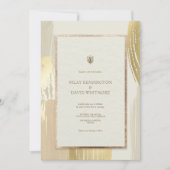 バラ金ゴールド水彩ブラシストローク結婚の 招待状 (正面)