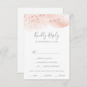 バラ金ゴールド水彩メニュー選択RSVPカード 出欠カード (正面/裏面)