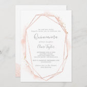 バラ金ゴールド水彩幾何キンセアニラ 招待状 (正面/裏面)