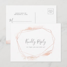 バラ金ゴールド水彩幾何学模様メニュー選択RSVP インビテーションポストカード