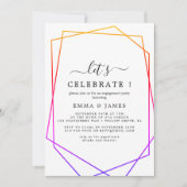 バラ金ゴールド水彩幾何学模様祝 招待状 (正面)