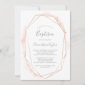 バラ金ゴールド水彩幾何学洗礼 招待状 (正面)