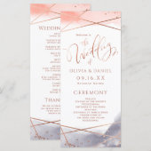 バラ金ゴールド水彩幾何結婚式 プログラム (正面/裏面)