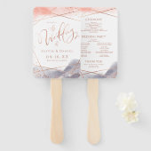 バラ金ゴールド水彩幾何結婚式 プログラム ハンドファン (正面&裏面)