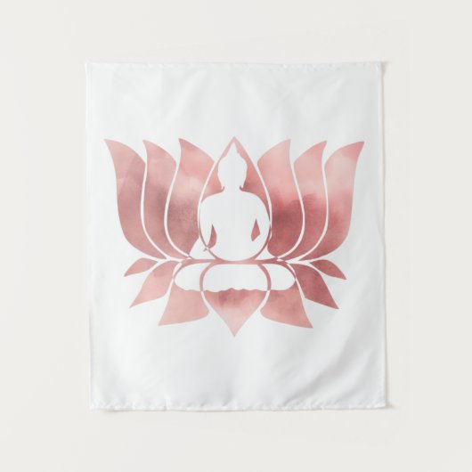 バラ金ゴールド水彩食感仏瞑想禅 タペストリー (正面)