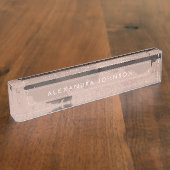 バラ金ゴールド水彩 | 赤面ピンクモダン箔 デスクネームプレート (側面)