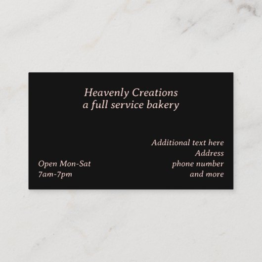 バラ金ゴールド水玉模様とカップケーキベーカリー 名刺 (裏面)