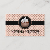 バラ金ゴールド水玉模様とカップケーキベーカリー 名刺 (正面)