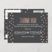 バラ金ゴールド水玉模様と木炭ブラック感謝していヤウス ポストカード (正面/裏面)