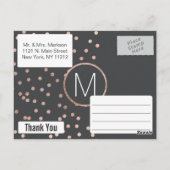 バラ金ゴールド水玉模様と木炭ブラック感謝していヤウス ポストカード (裏面)