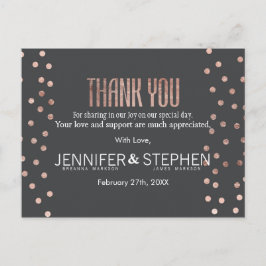 バラ金ゴールド水玉模様と木炭ブラック感謝していヤウス ポストカード