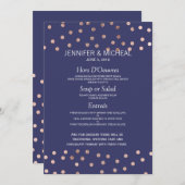 バラ金ゴールド水玉模様ライトネイビーブルー結婚のメニュー メニュー (正面/裏面)