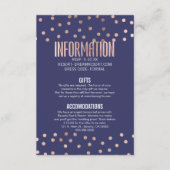 バラ金ゴールド水玉模様ライトネイビーブルー結婚ズ エンクロージャーカード (正面)